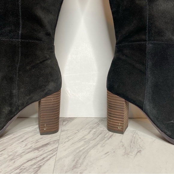 Sam Edelman Olly Black Suede Square Toe Tall Boot 8 1/2 - Picture 10 of 15